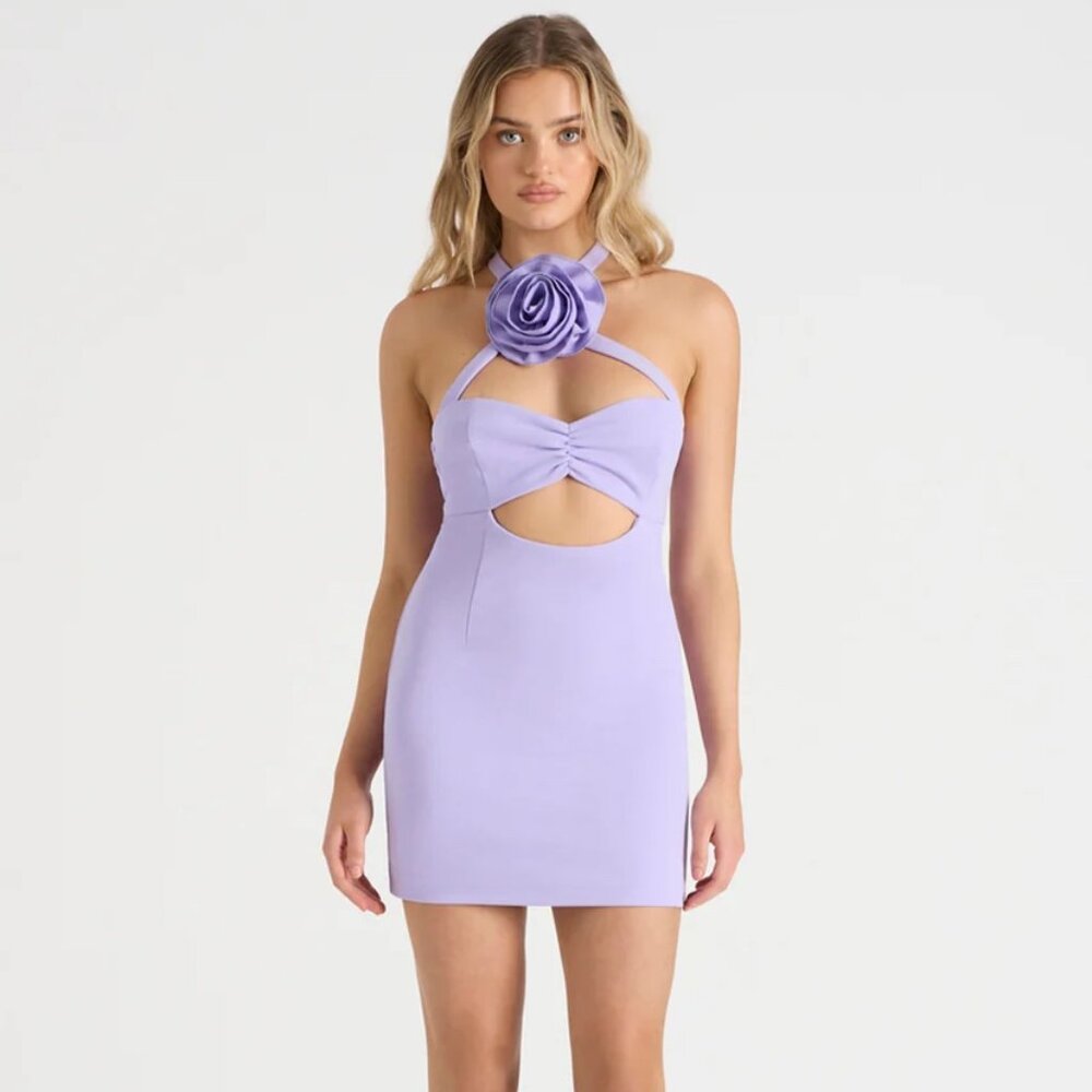 NWT Runaway by Rozalia The Flower Mini Dress Lilac Purple Size Large L NEW